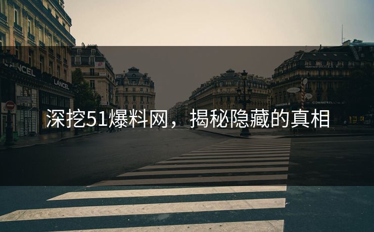 深挖51爆料网，揭秘隐藏的真相