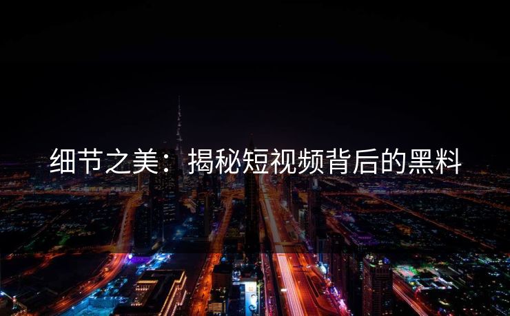 细节之美：揭秘短视频背后的黑料
