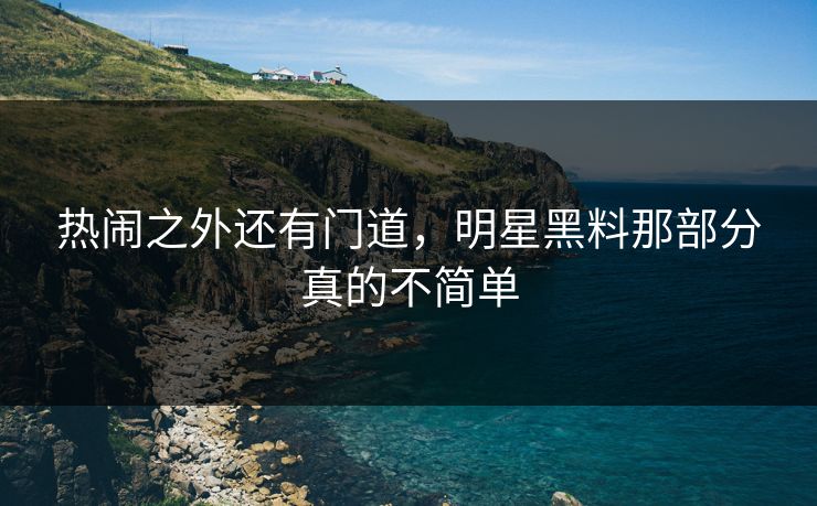 热闹之外还有门道,明星黑料那部分真的不简单 热闹之外还有门道,明星黑料那部分真的不简单