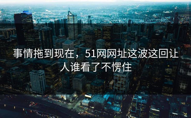事情拖到现在，51网网址这波这回让人谁看了不愣住