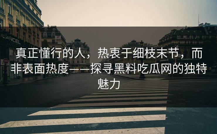真正懂行的人，热衷于细枝末节，而非表面热度——探寻黑料吃瓜网的独特魅力